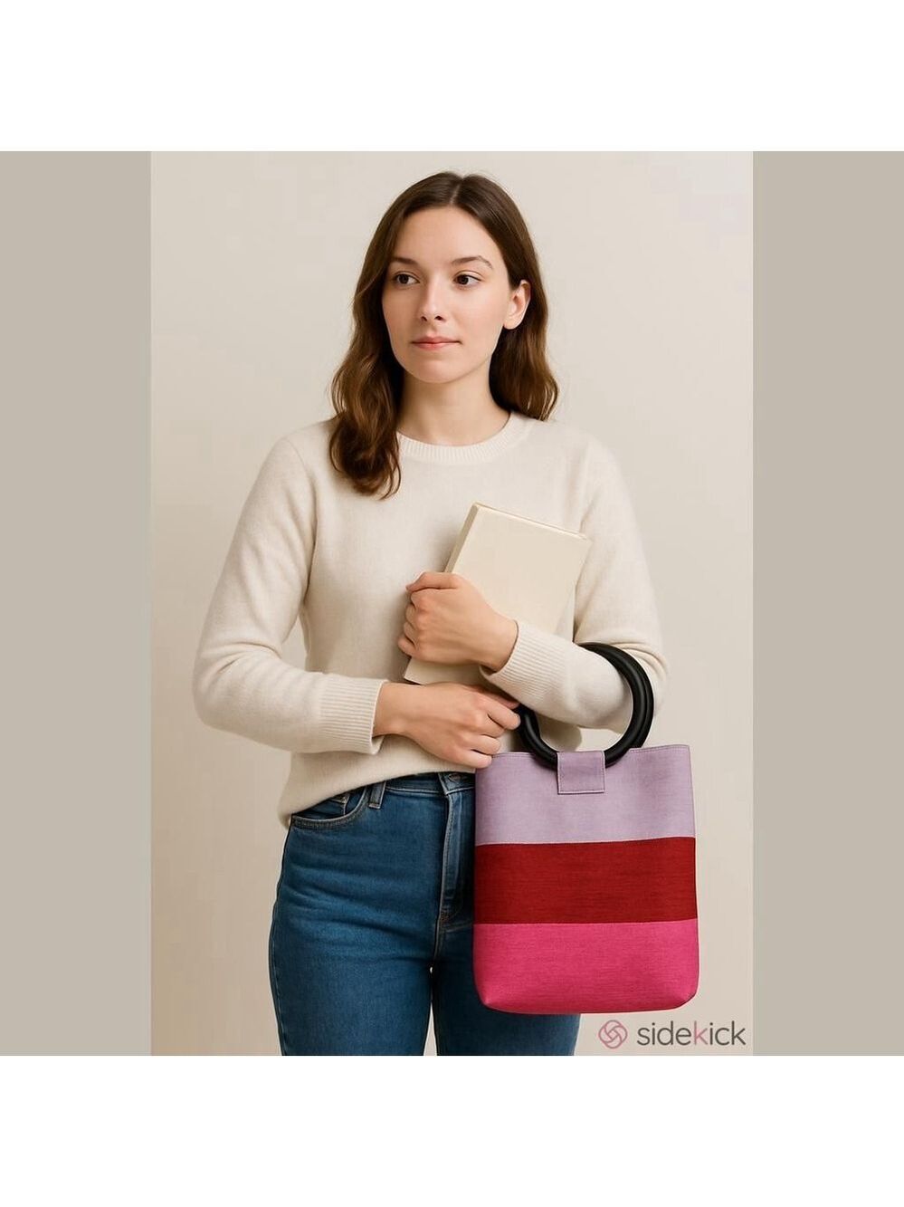 Thai Silk Color-Blocked Tote Evening Bag